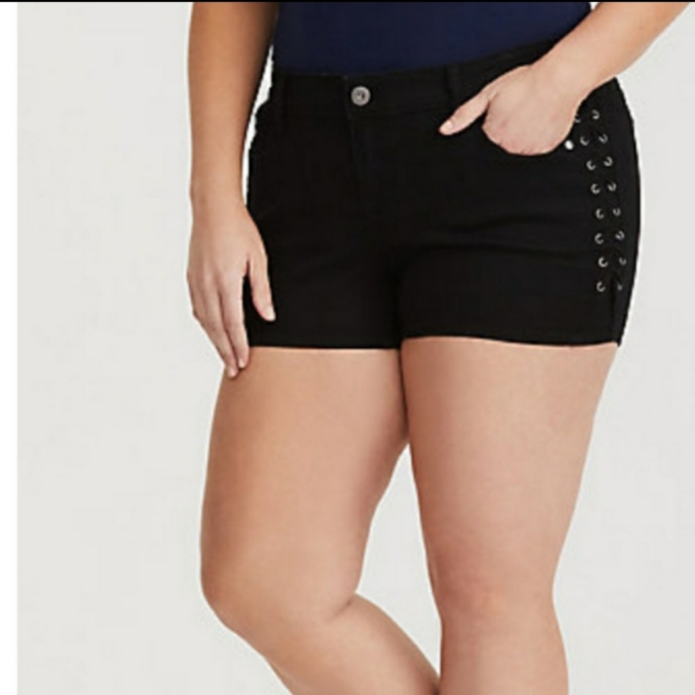 Torrid Short Shorts Vintage Black Lattice Lace Up